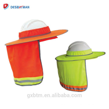 Venda quente de Alta Visibilidade Reflective Full Brim Respirável Hard Hat Sombra Rede Para Aleta De Pescoço Capacete Toldo